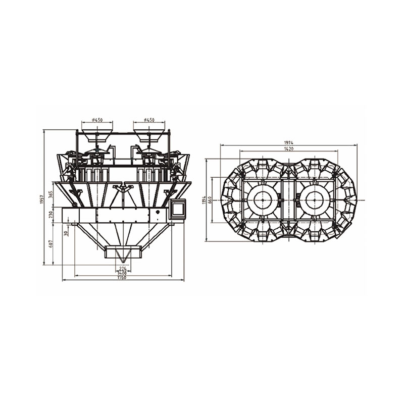 20 Heads Multihead Weigher with Two Output 1.6L / 2.5L