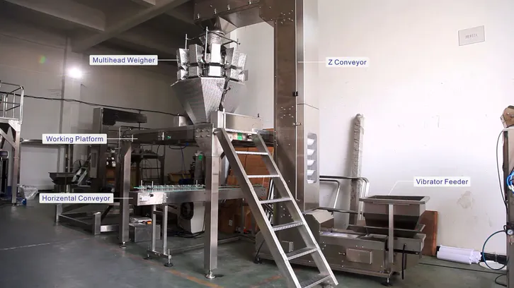 Máquina de embalaje automática para gomas de 10 cabezales de queso equipo de llenado de pesaje multicabezal
