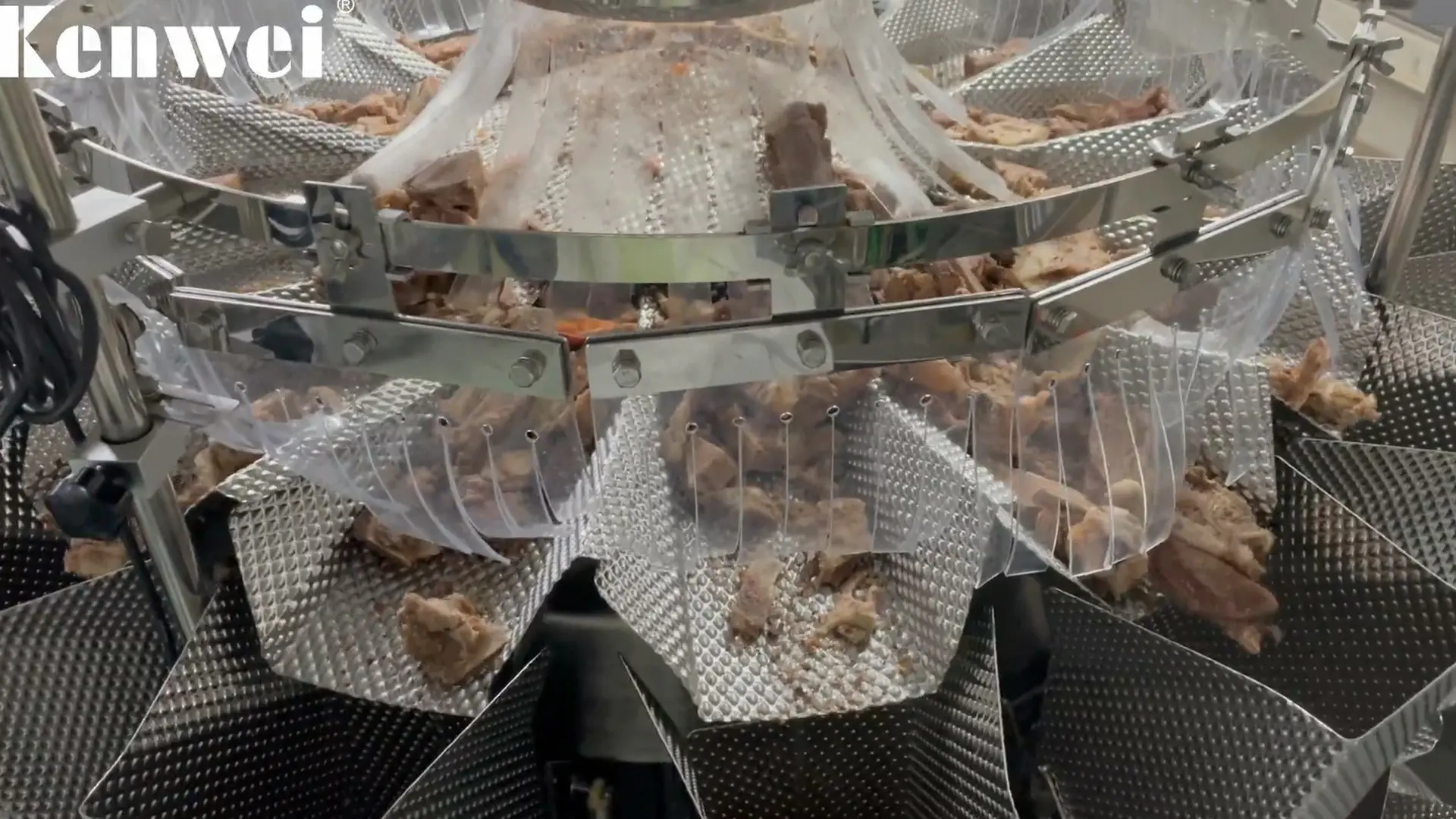 14 Head multihead weigher for weighing 350g cooked beef spine