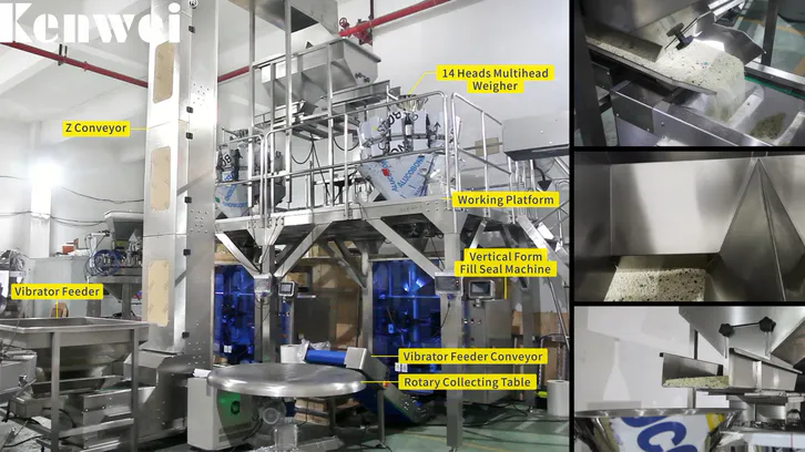 Автоматическая двойная вертикальная упаковочная машина для взвешивания и упаковки риса