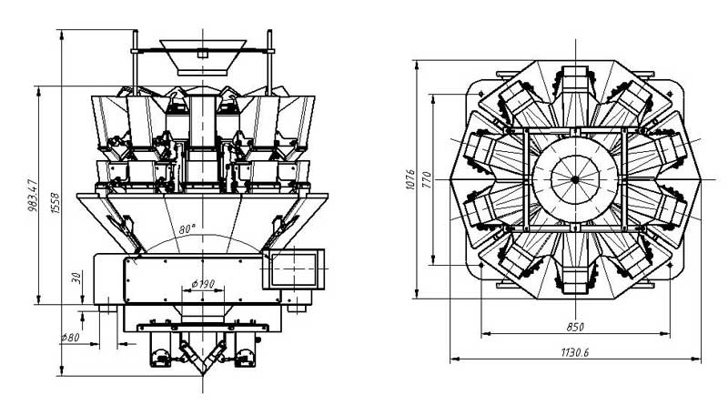 10 Heads Standard No-spring Multihead Weigher 1.6L